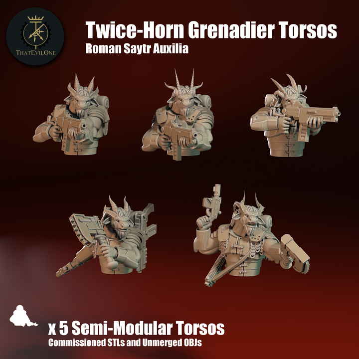 Roman Saytr Auxilia Twice-Horn Grenadier Extra Torsos - ThatEvilOne - 28mm