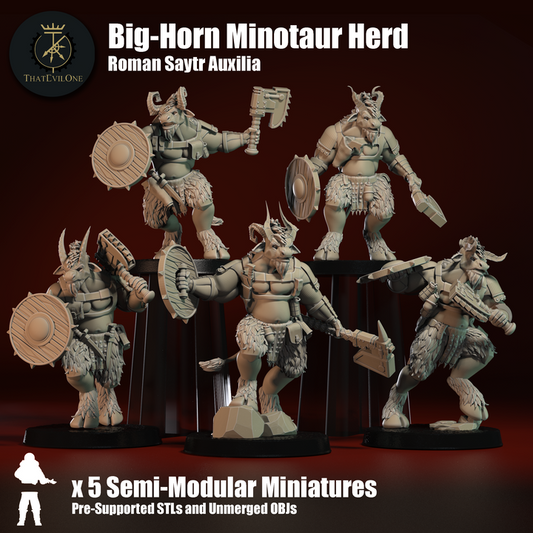 Roman Saytr Auxilia Big-Horn Minotaur Herd - ThatEvilOne - 28mm