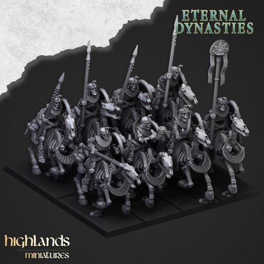 Eternal Dynasties - Ancient Skeletal Cavalry with Spears and Bows V1 - Highlands Miniatures