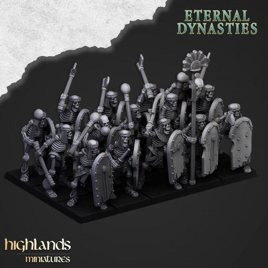 Eternal Dynasties -Ancient Skeletons with Spears and Hand Weapons V2 - Highlands Miniatures