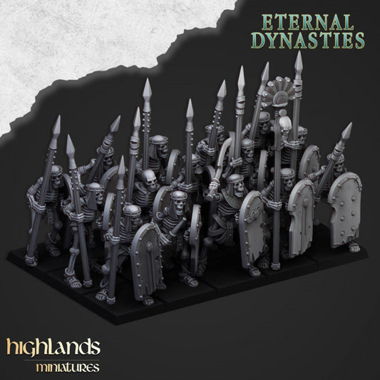 Eternal Dynasties -Ancient Skeletons with Spears and Hand Weapons V1 - Highlands Miniatures