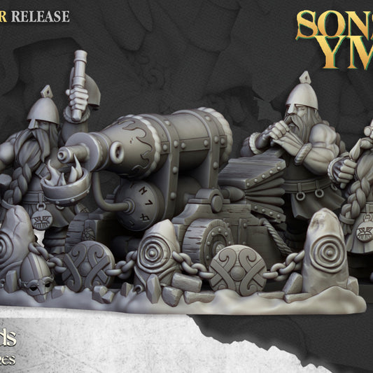 Dwarfs, Sons of Ymir - Dwarf Artillery Set - Highlands Miniatures