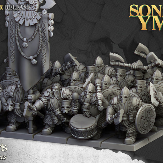 Dwarfs, Sons of Ymir -  Dwarf Huscarls Unit - Highlands Miniatures