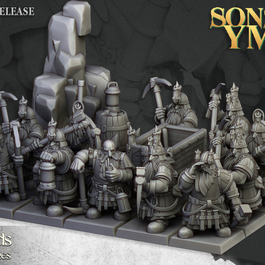 Dwarfs, Sons of Ymir - Dwarfs Miners Unit - Highlands Miniatures