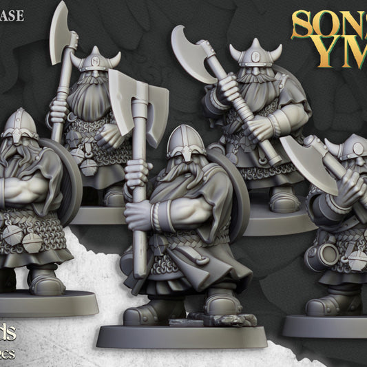 Dwarfs, Sons of Ymir - Dwarfs Warriors Two Handed Unit - Highlands Miniatures