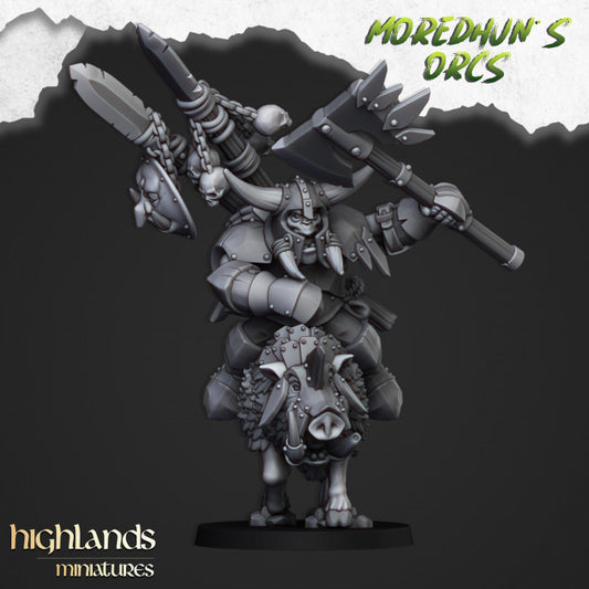 Orcs and Goblins - Mounted Orc Chief - Highlands Miniatures