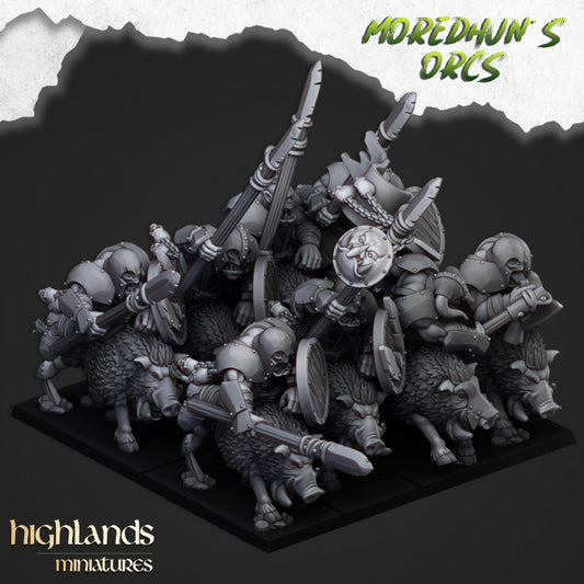 Orcs and Goblins - Mounted Orcs with spears - Highlands Miniatures