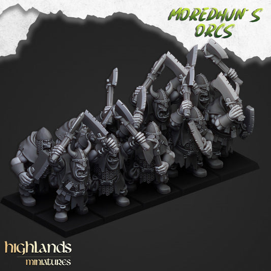 Orcs and Goblins - Orc Warriors with Hand Weapons and Spears V3 - Highlands Miniatures