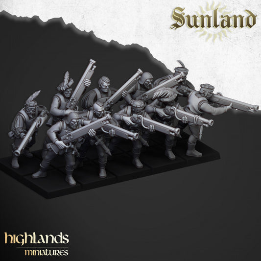 Sunland - Sunland Arquebusiers and Crossbowmen - Highlands Miniatures