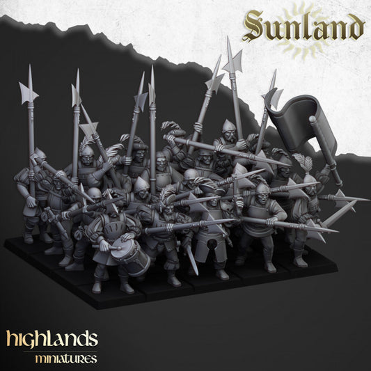 Sunland - Sunland Troops with Halberds and Spears V1 - Highlands Miniatures