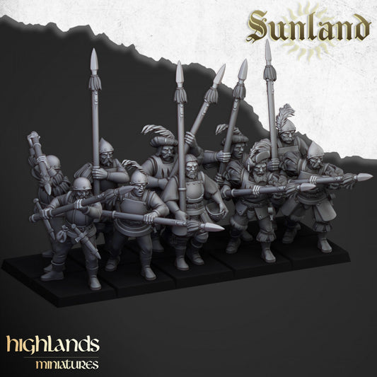 Sunland - Sunland Troops with Halberds and Spears V2 - Highlands Miniatures