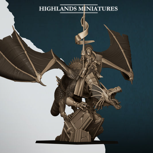 Aegean Elves - Aegean Elf Prince on Dragon - Highlands Miniatures