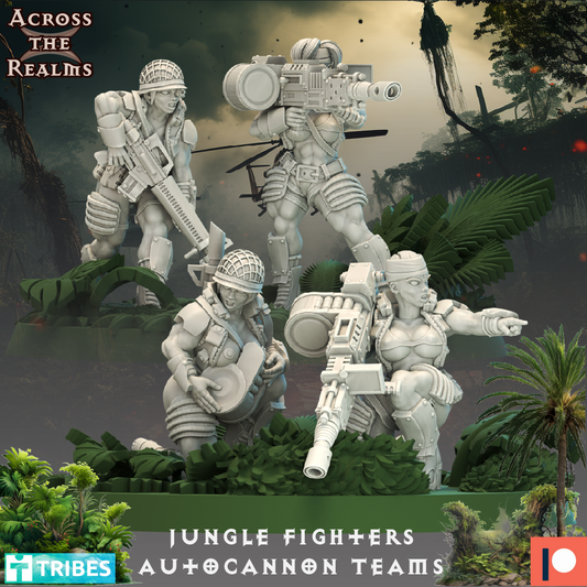 Jungle Fighters Autocannon Teams - Pinup Corps - Across the Realms 32mm