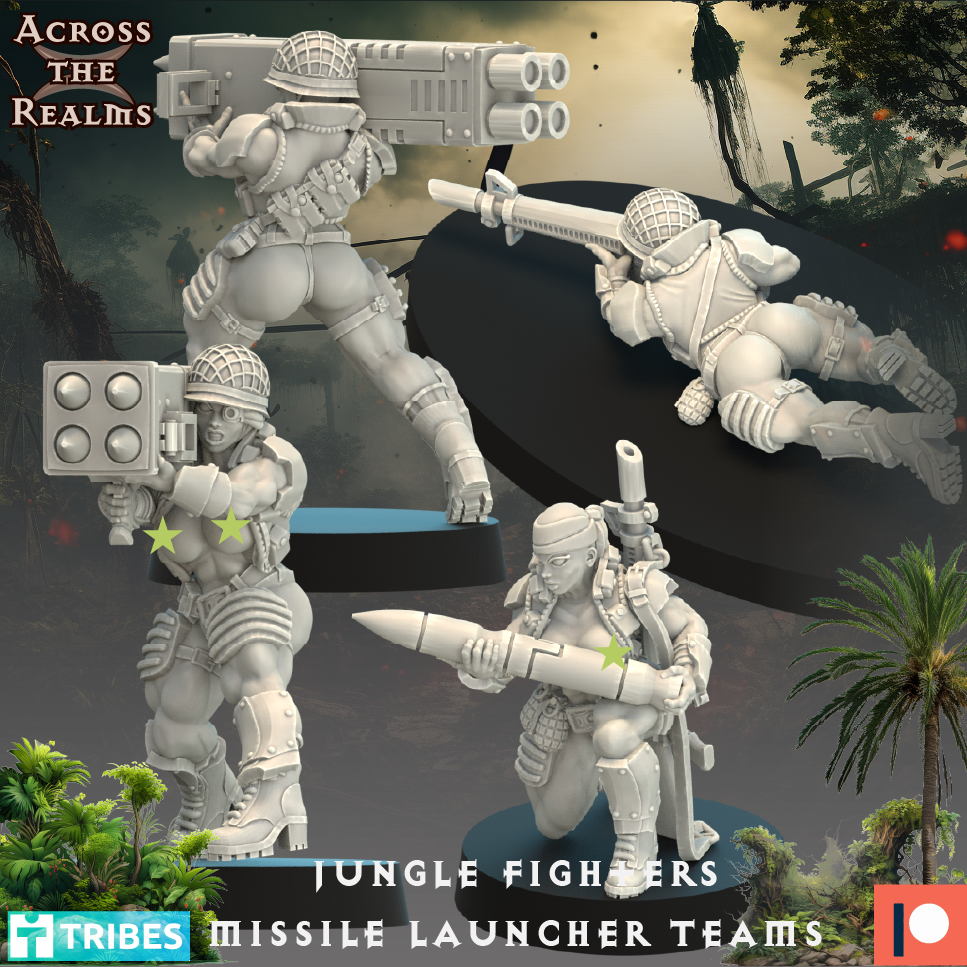 NSFW Jungle Fighters Missile Launcher Teams - Pinup Corps - Across the Realms 32mm