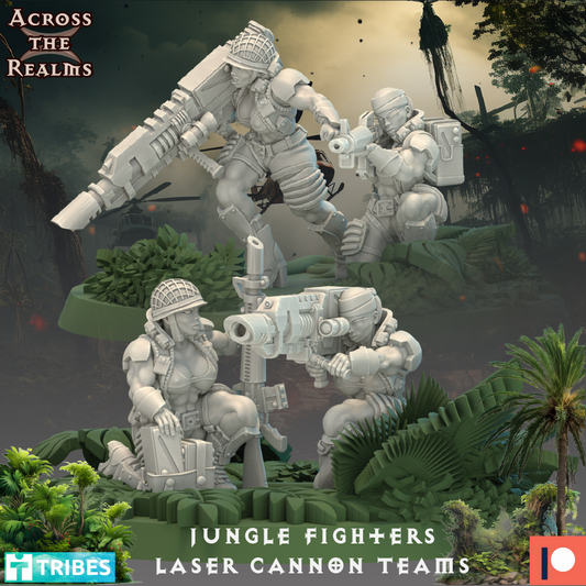 Jungle Fighter Laser Cannon teams - Pinup Corps - Across the Realms 32mm