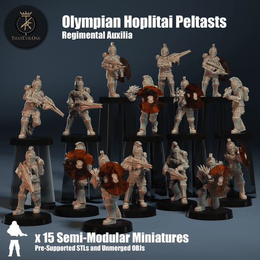 Regimental Auxilia Olympian Hoplitai Peltasts - ThatEvilOne - 28mm
