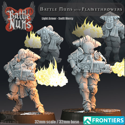 Battle Nuns with Flamethrowers (Light Armor) - Battle Nuns - Across the Realms 32mm