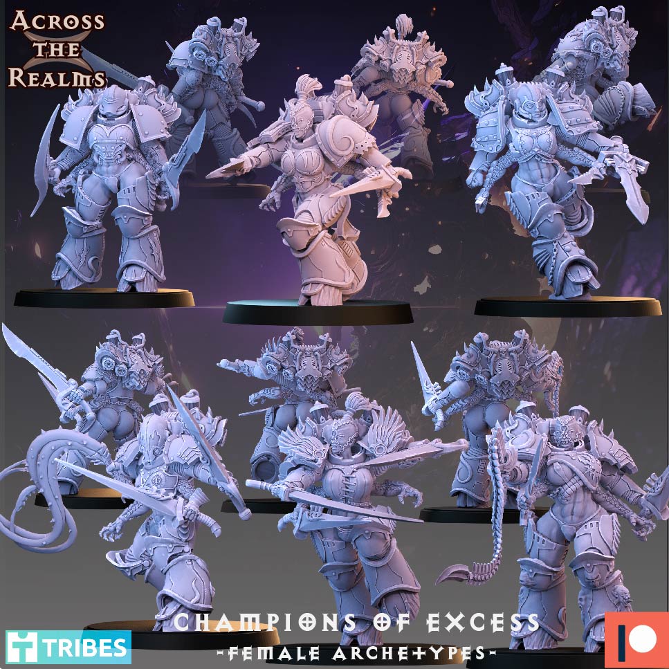 Champions of Excess - Female Archetypes - Across the Realms 32mm