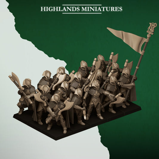 Feral Elves - Feral Axemen - Highlands Miniatures