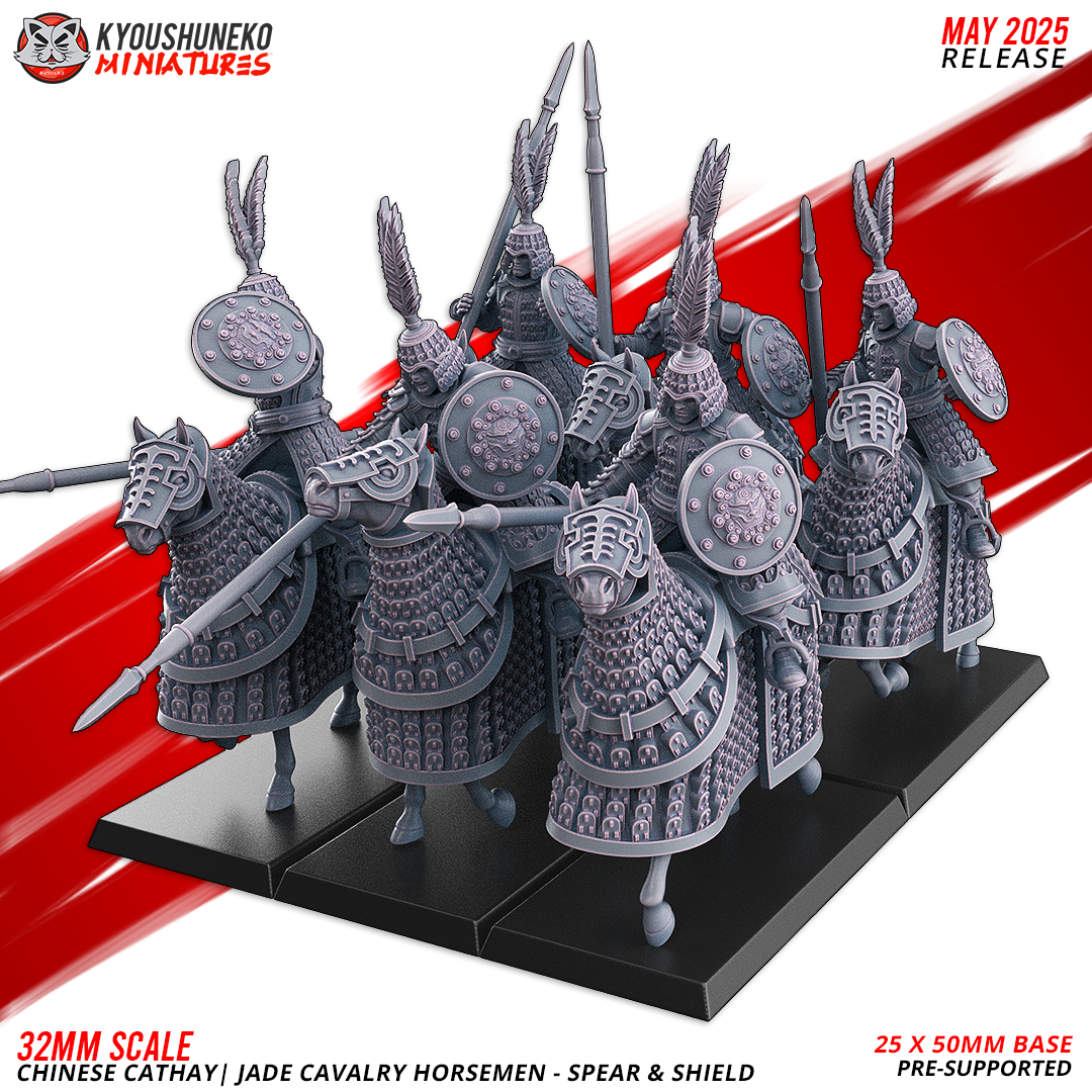 Jade Cavalry Horsemen - Spear & Shield | Chinese Cathay - Kyoushuneko Miniatures