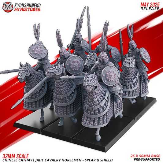 Jade Cavalry Horsemen - Spear & Shield | Chinese Cathay - Kyoushuneko Miniatures