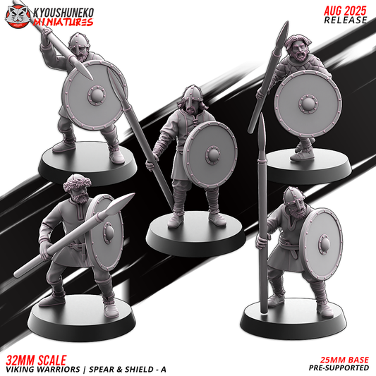 Vikings Warriors - Spear and Shield A - Kyoushuneko Miniatures