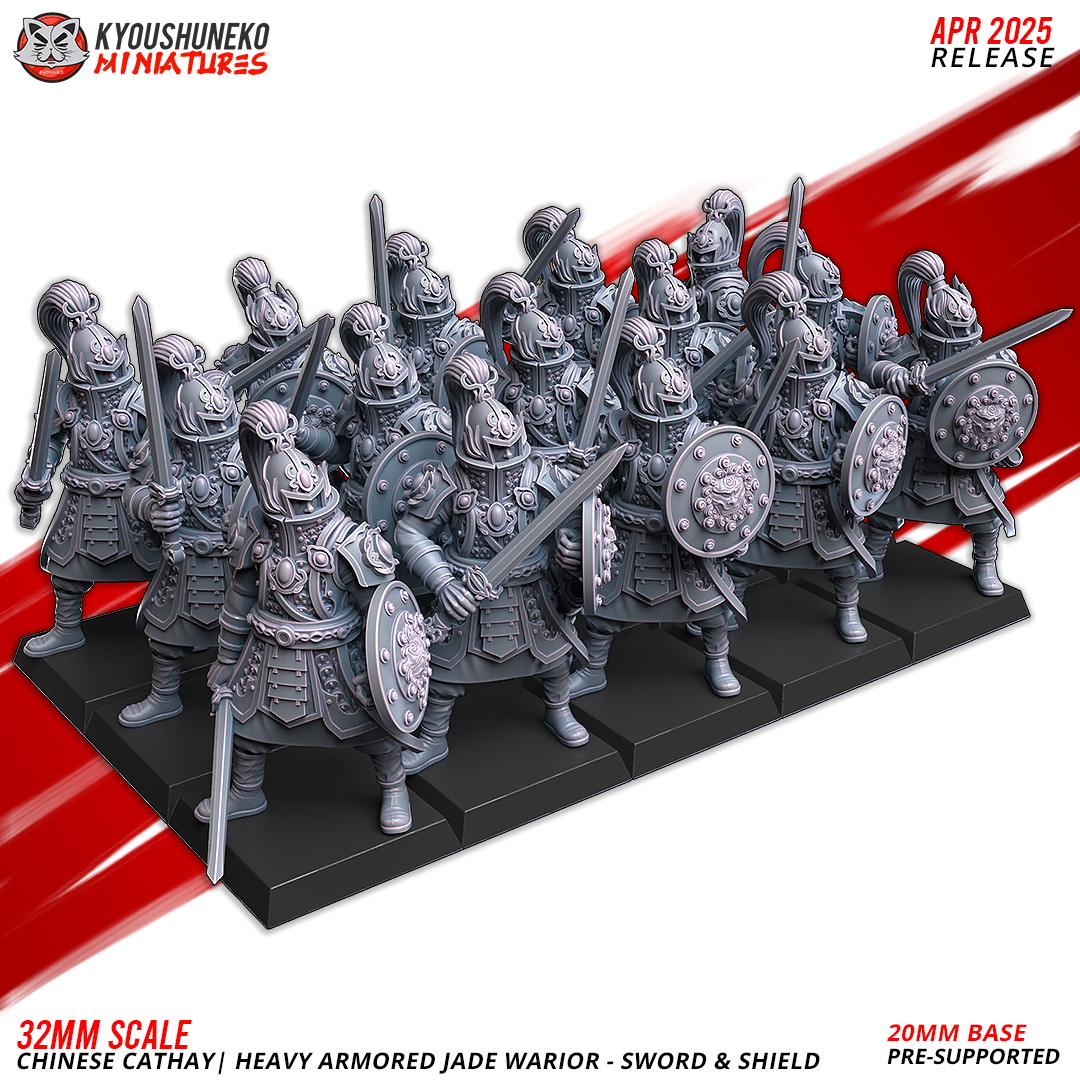 Heavy Armored Jade Warriors - Sword and Shield | Chinese Cathay - Kyoushuneko Miniatures