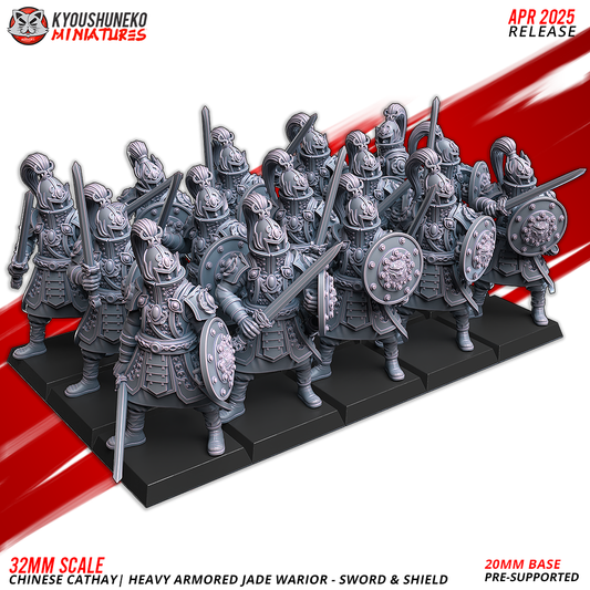 Heavy Armored Jade Warriors - Sword and Shield | Chinese Cathay - Kyoushuneko Miniatures