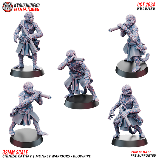 Monkey Warriors - Blowgun | Chinese Cathay - Kyoushuneko Miniatures