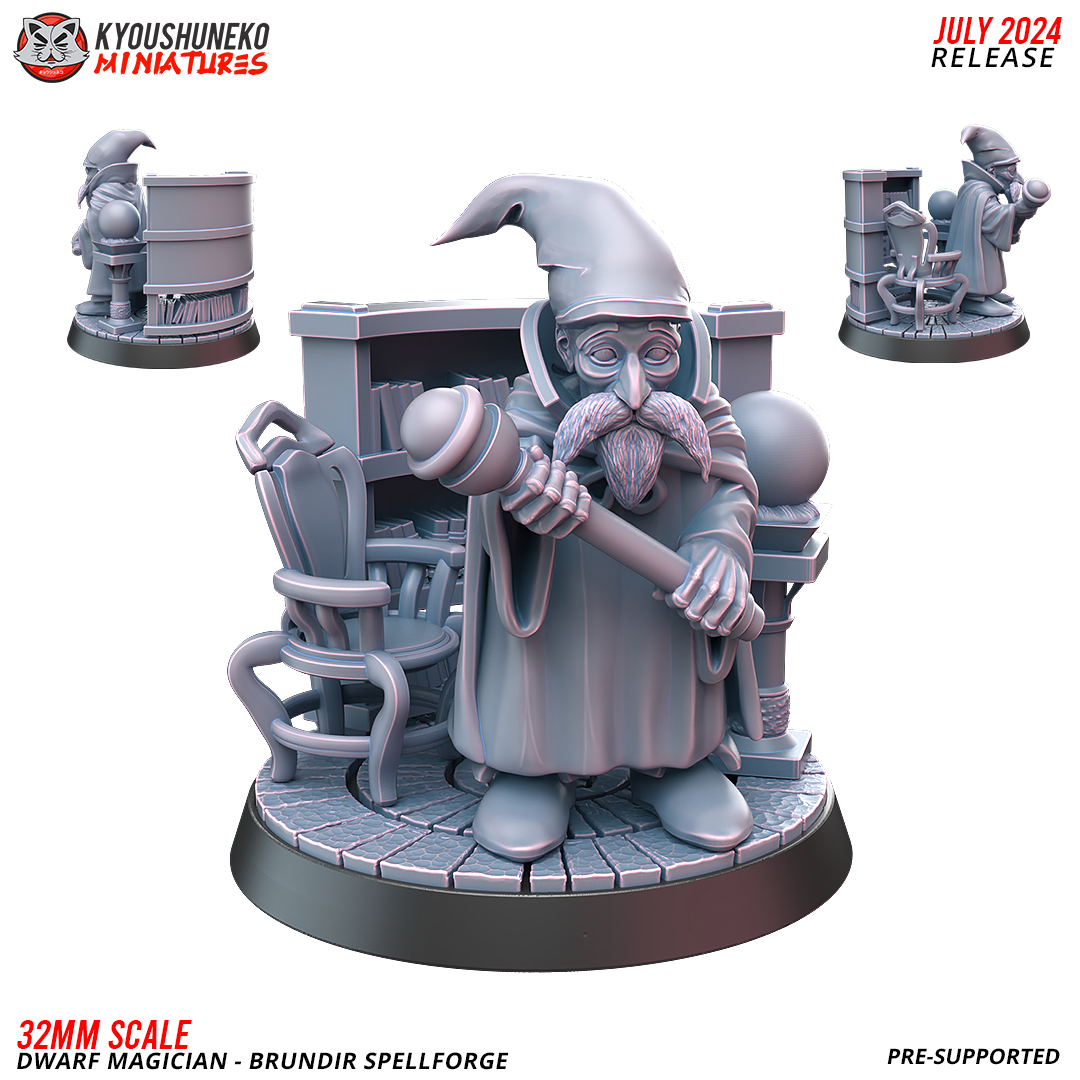 Dwarf Magician - Brundir Spellforge - Kyoushuneko Miniatures