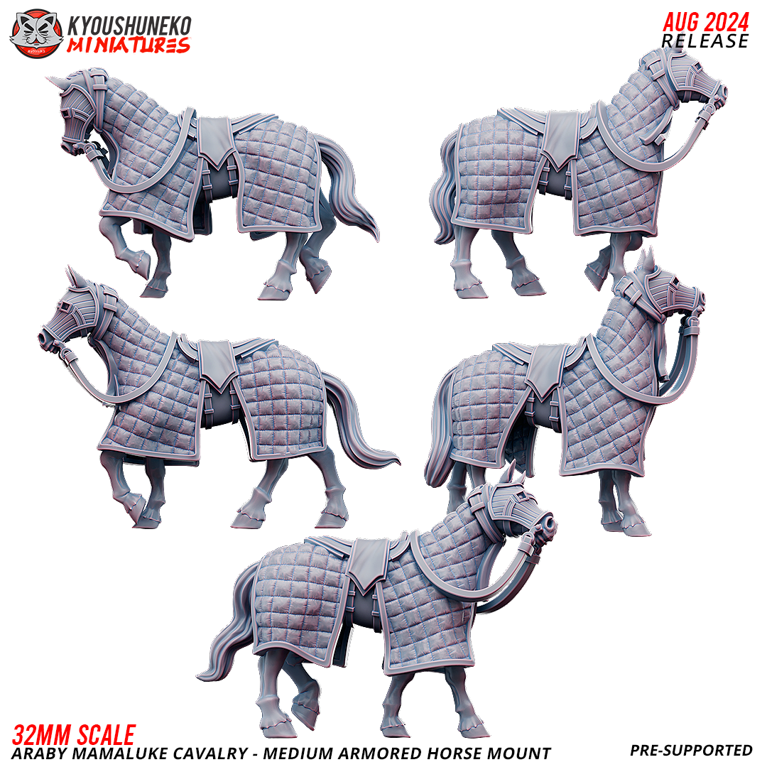Horse Mount Medium Armored | araby Mamaluke Cavalry - Kyoushuneko Miniatures