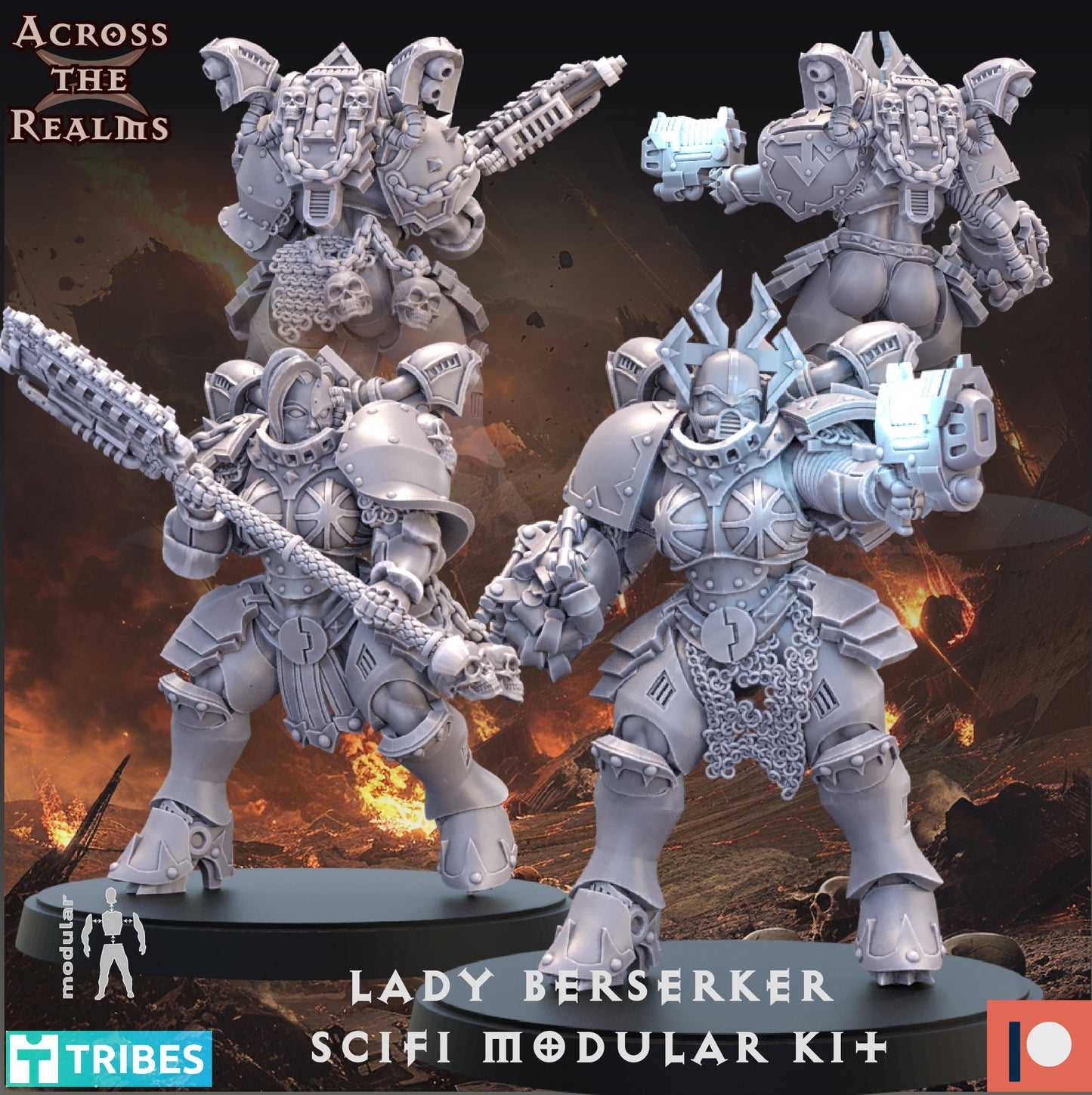 Lady Berserker SciFi Modular Kit C - Across the Realms 32mm