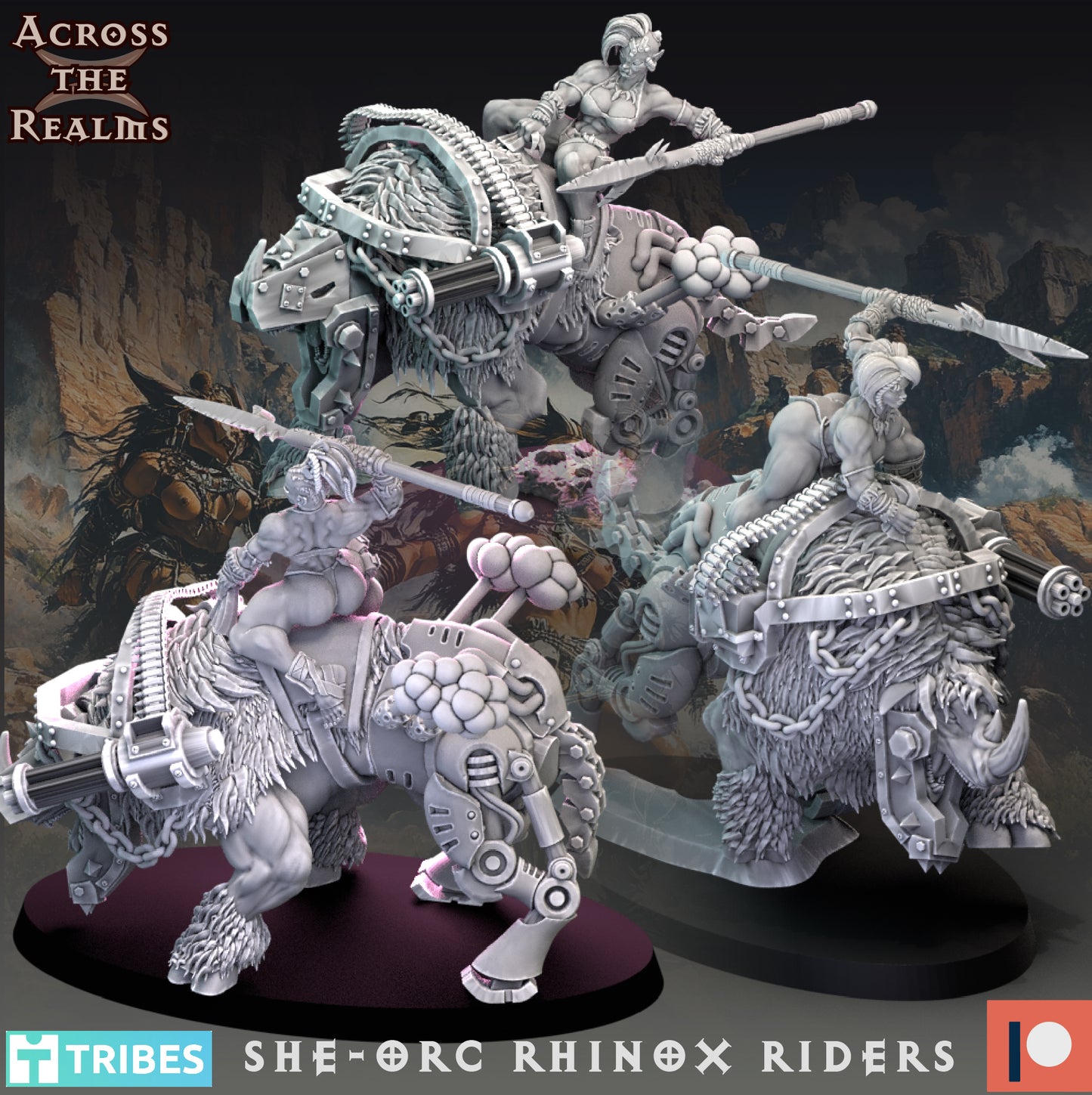 She-Orc Rhinox Riders - Across the Realms 32mm