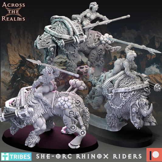 She-Orc Rhinox Riders - Across the Realms 32mm