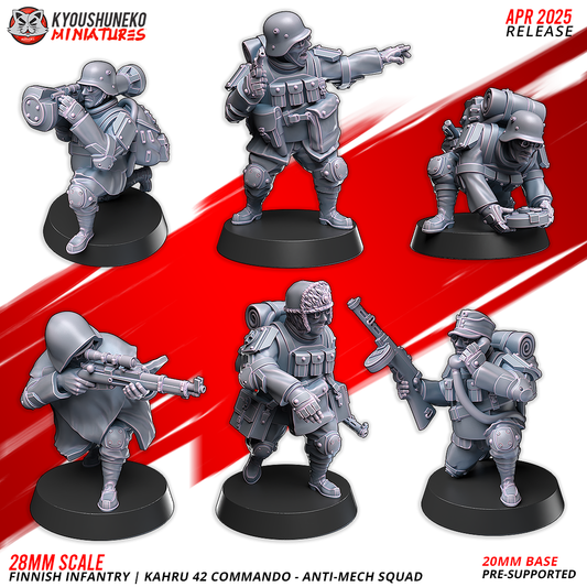 Kahru 42 Commando - Anti Mech Squad | Finnish Weird War - Kyoushuneko Miniatures
