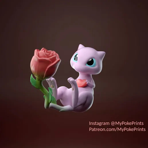 Mew with Heart and Rose - MPPrints