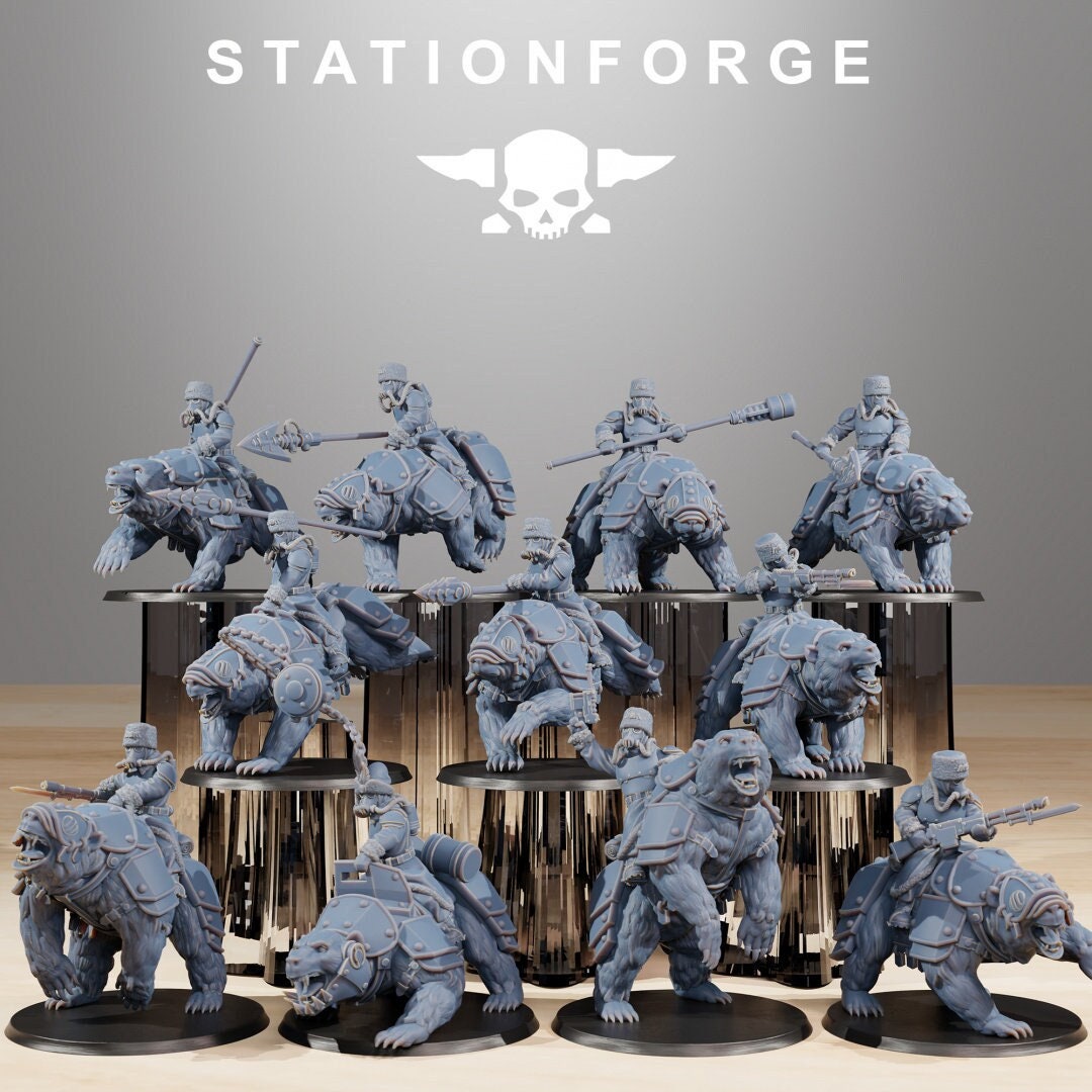 Grimguard Bear Riders - StationForge - 28mm