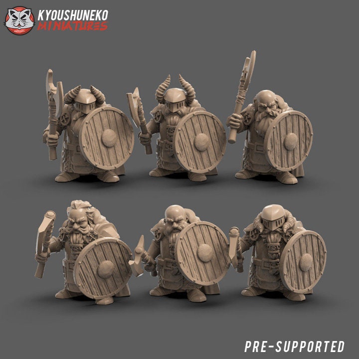 Dwarf Ax and Shield Unit - Kyoushuneko miniatures