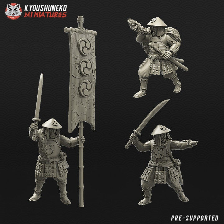 Japanese Ashigaru Command Group - Kyoushuneko Miniatures