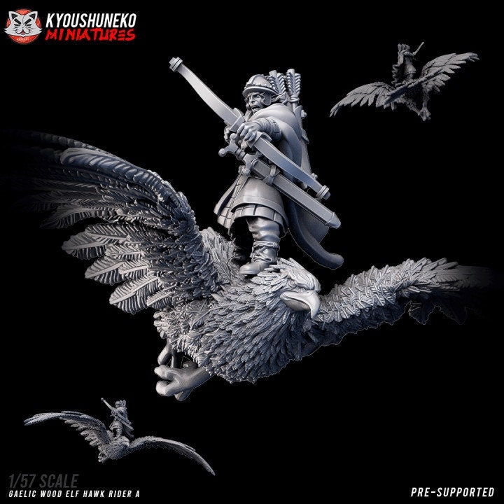 Gaelic Wood Elf Hawk Rider A - Kyoushuneko Miniatures