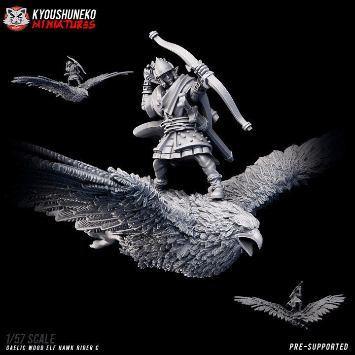 Gaelic Wood Elf Hawk Rider C - Kyoushuneko Miniatures