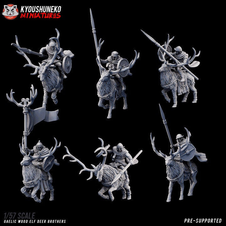 Gaelic Wood Elf Deer Brothers - Kyoushuneko Miniatures