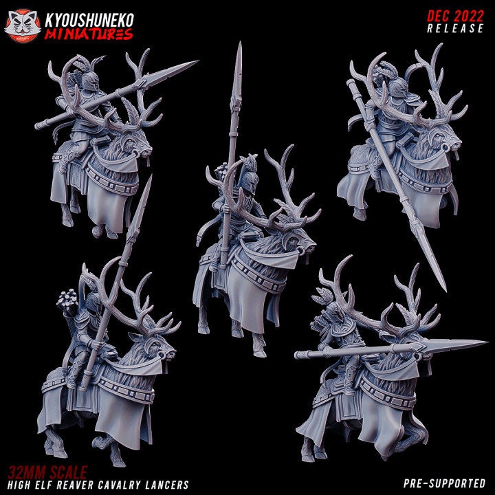 High Elf Reaver Cavalry Lancers - Kyoushuneko Miniatures