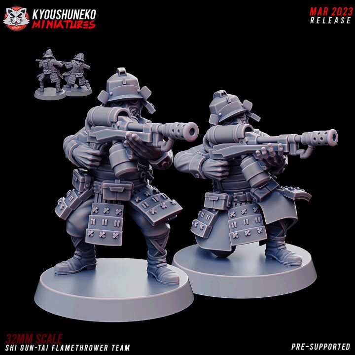 Shi Gun-Tai Flamethrower Team - Kyoushuneko Miniatures