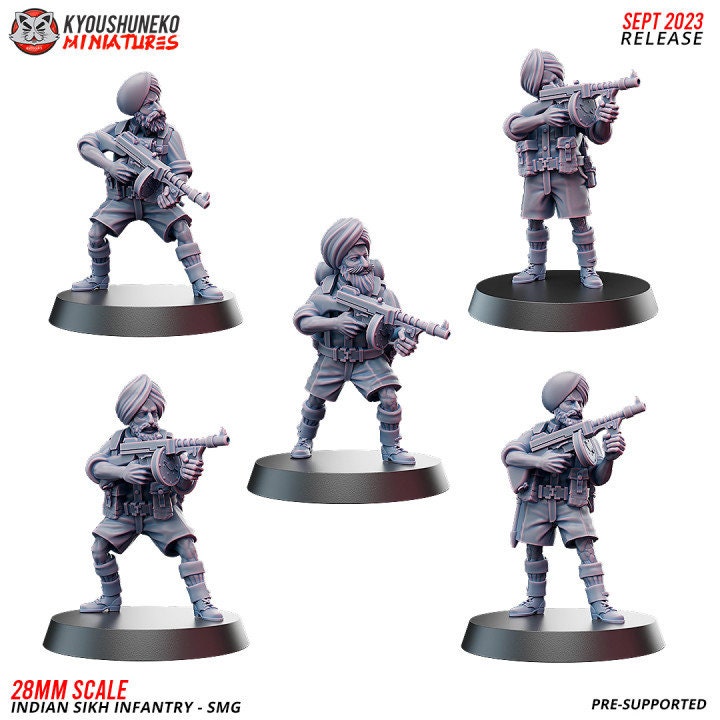 SMG Indian Sikh Infantry ww2 - Kyoushuneko Miniatures