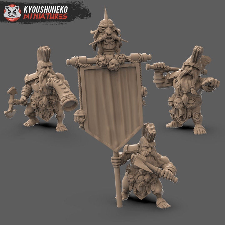 Dwarf Slayer Command Group - Kyoushuneko miniatures