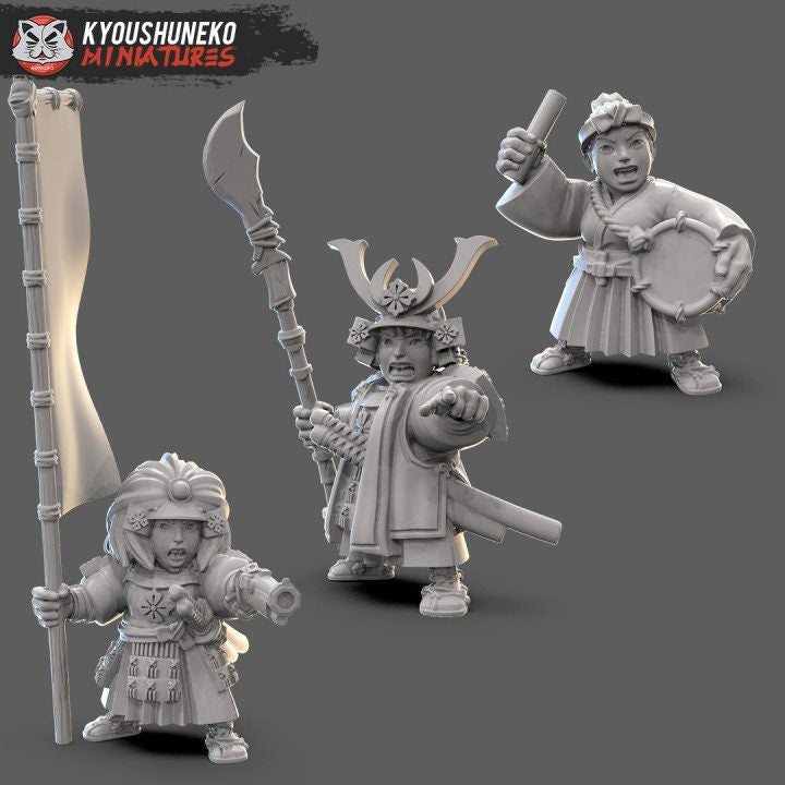 Female Dwarf Samurai Command Group - Kyoushuneko miniatures