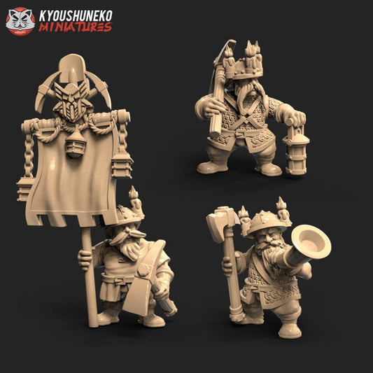 Dwarf Miner Command Group - Kyoushuneko miniatures