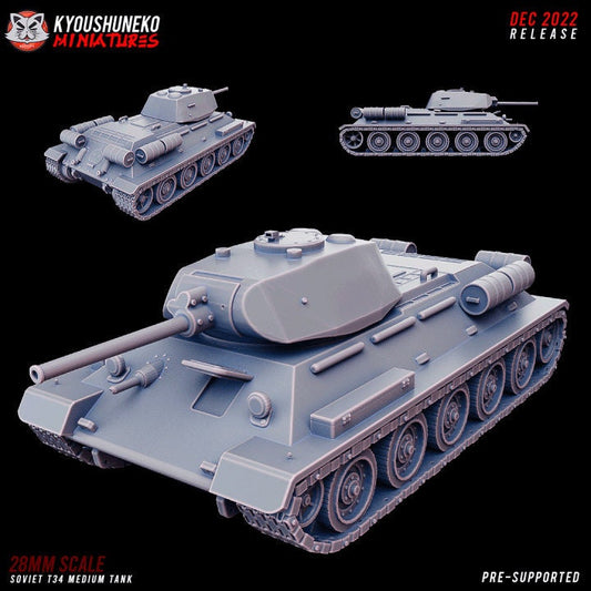 Soviet T34 Medium Tank ww2 - Kyoushuneko Miniatures