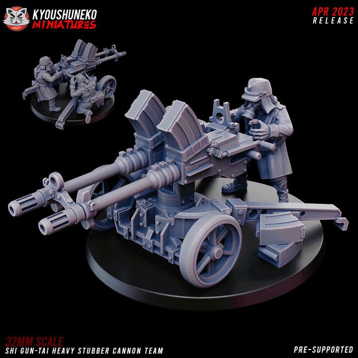 Shi Gun-Tai Heavy Stubber Cannon Team - Kyoushuneko Miniatures